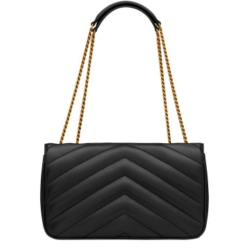 Visuel 3 : Saint Laurent Sac | Loulou medium en cuir noir et or | Boutique Parenthese