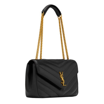 Visuel 6 : Saint Laurent Sac | Loulou medium en cuir noir et or | Boutique Parenthese