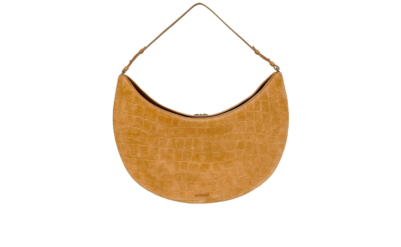 Visuel 1 : Collection Jacquemus| Le sac Ovalo en veau velours camel imprimé croco | Boutique Parenthese Bordeaux