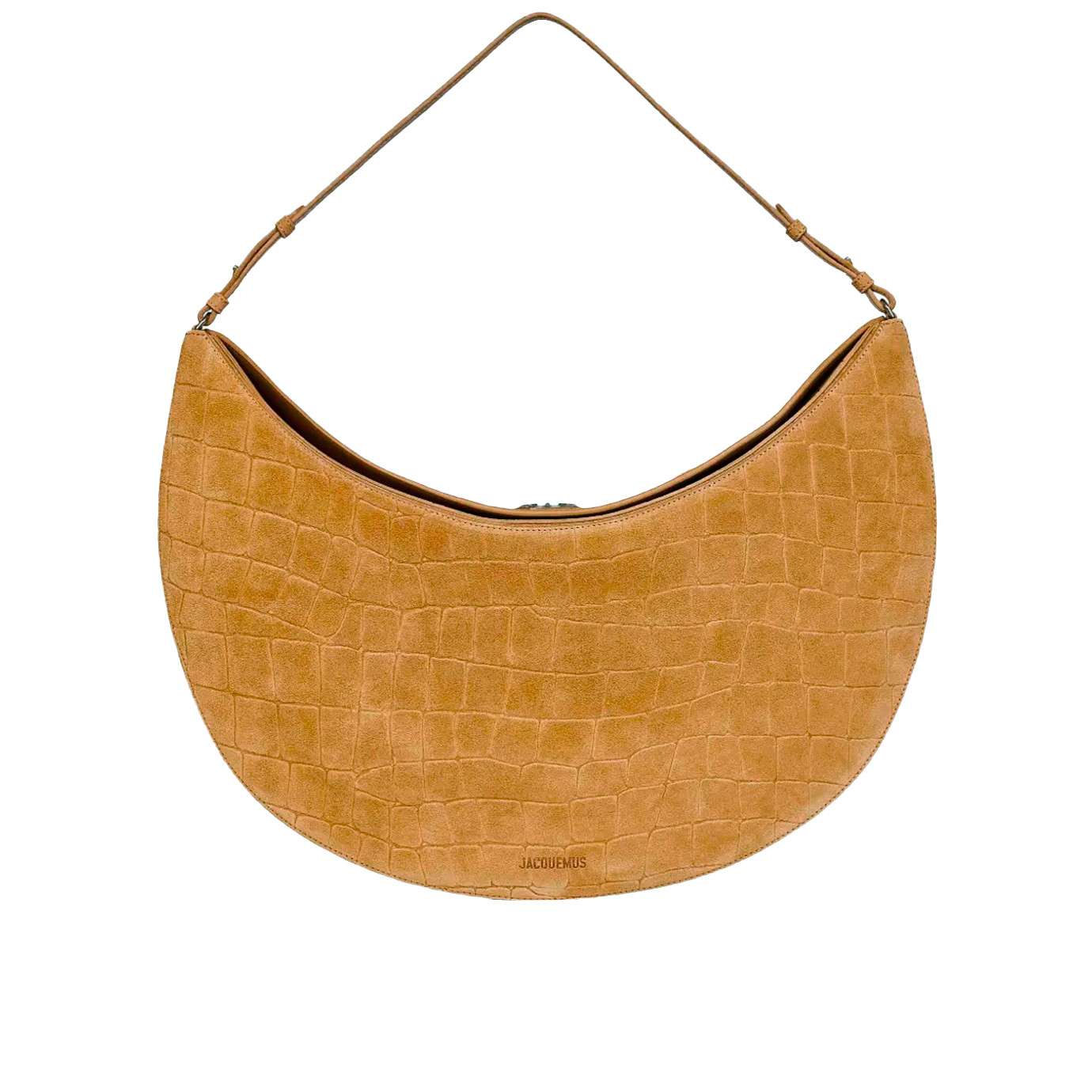 Visuel 1 : Collection Jacquemus| Le sac Ovalo en veau velours camel imprimé croco | Boutique Parenthese Bordeaux
