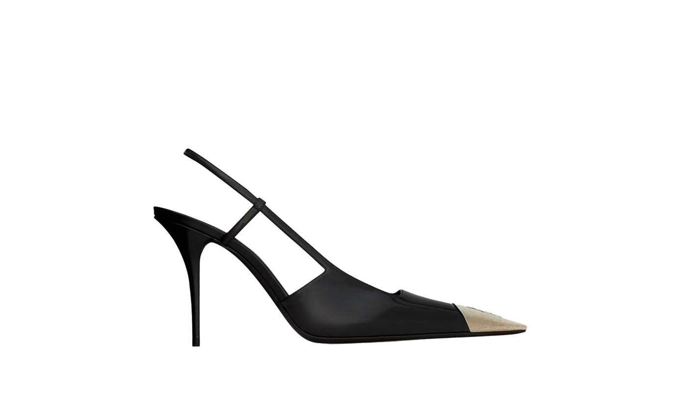Visuel 1 : Collection Saint Laurent Bordeaux | Slingback Jeanne en cuir noir| Boutique Parenthese