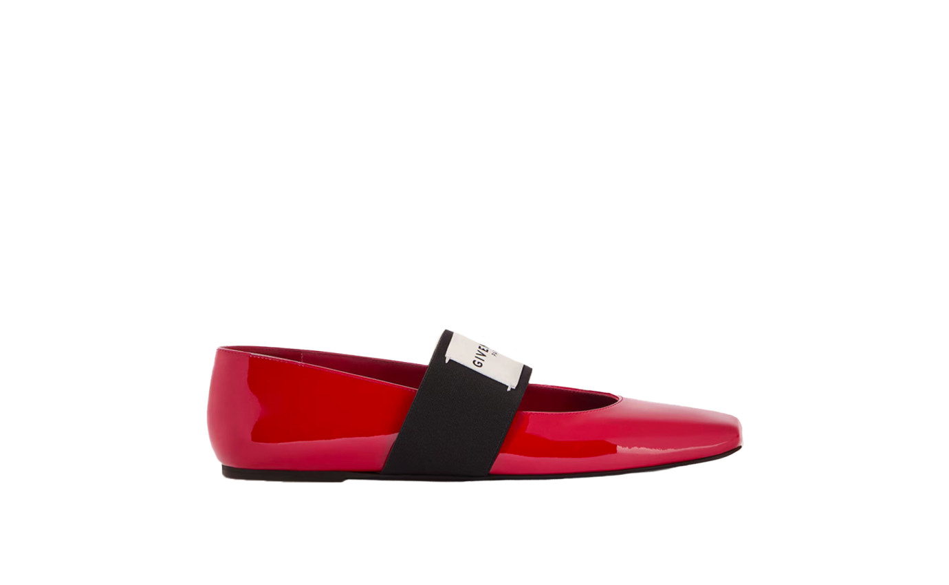 Visuel 1 : Collection Givenchy Bordeaux | Ballerine Sliced en cuir vernis rouge| Boutique de luxe Bordeaux