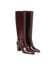 Visuel 2 : Collection Saint Laurent Bordeaux | Botte Julia en cuir prune 7 cm| Chaussures de luxe Parenthese Bordeaux