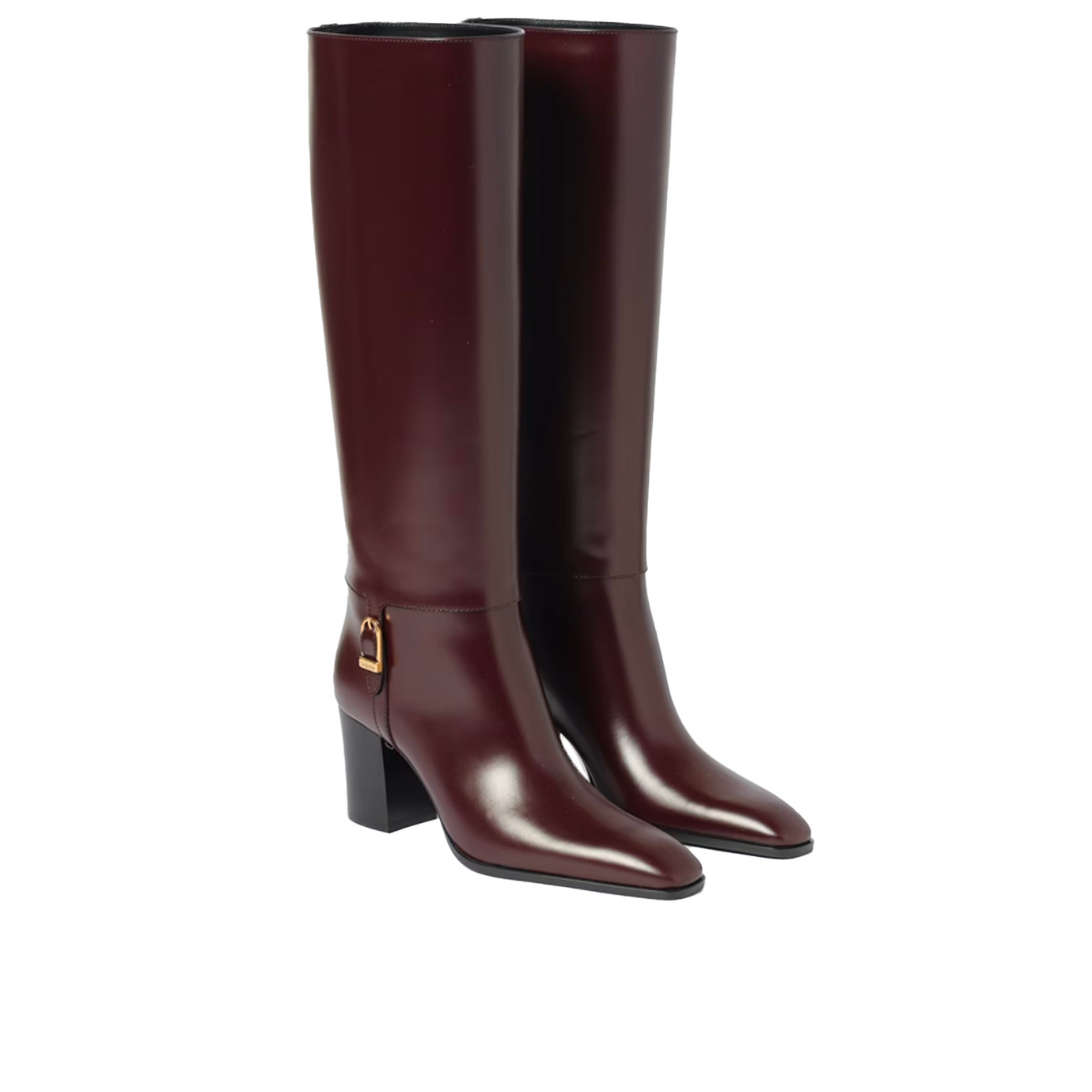 Visuel 2 : Collection Saint Laurent Bordeaux | Botte Julia en cuir prune 7 cm| Chaussures de luxe Parenthese Bordeaux