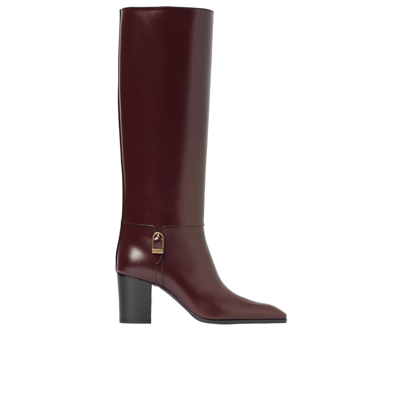 Visuel 1 : Collection Saint Laurent Bordeaux | Botte Julia en cuir prune 7 cm| Chaussures de luxe Parenthese Bordeaux