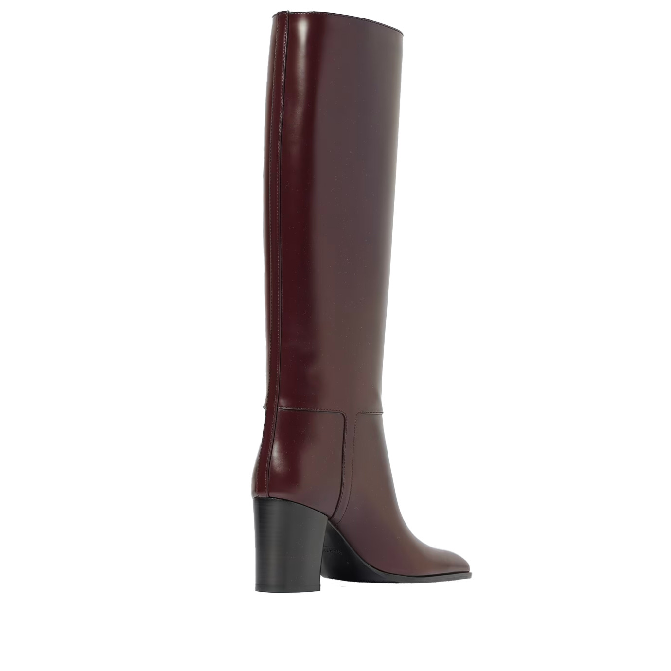 Visuel 3 : Collection Saint Laurent Bordeaux | Botte Julia en cuir prune 7 cm| Chaussures de luxe Parenthese Bordeaux