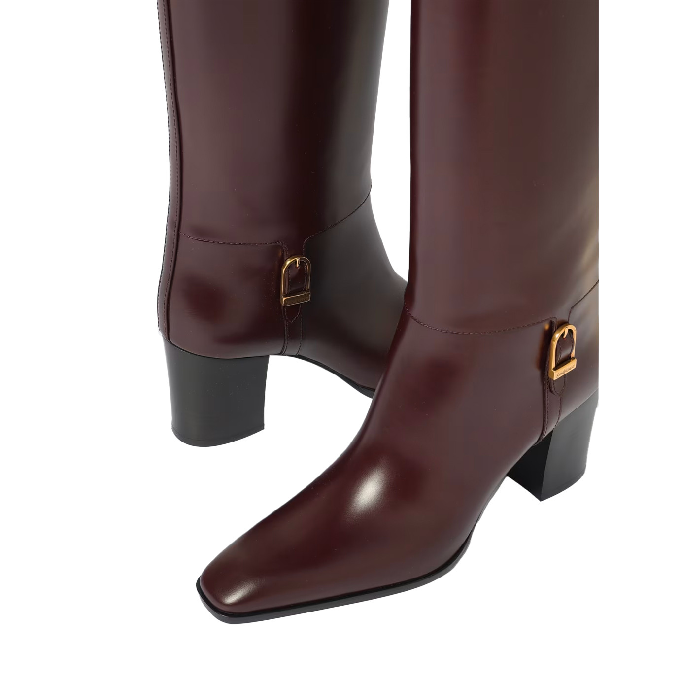 Visuel 4 : Collection Saint Laurent Bordeaux | Botte Julia en cuir prune 7 cm| Chaussures de luxe Parenthese Bordeaux