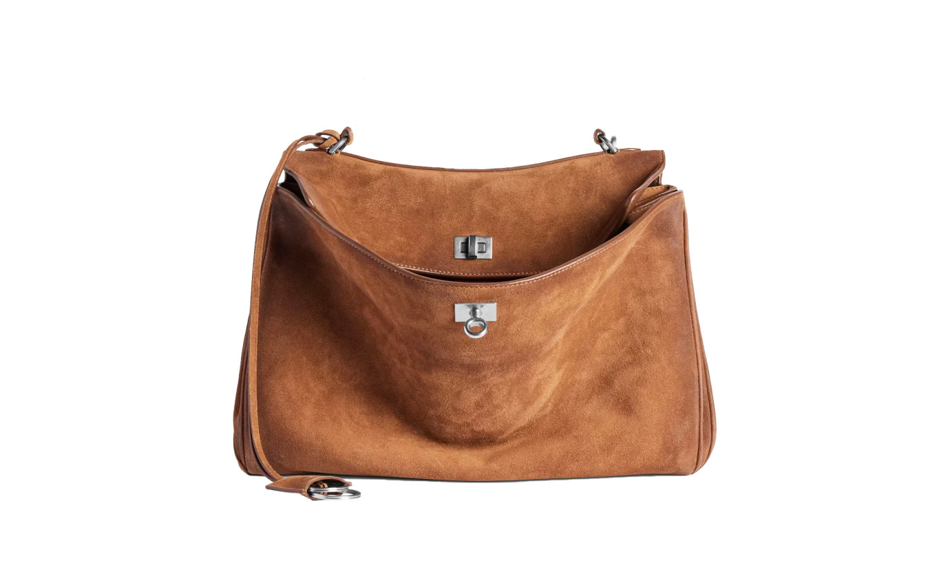 Visuel 1 : Collection Balenciaga|Sac Rodeo Medium en veau velours camel| Boutique Parenthese Bordeaux