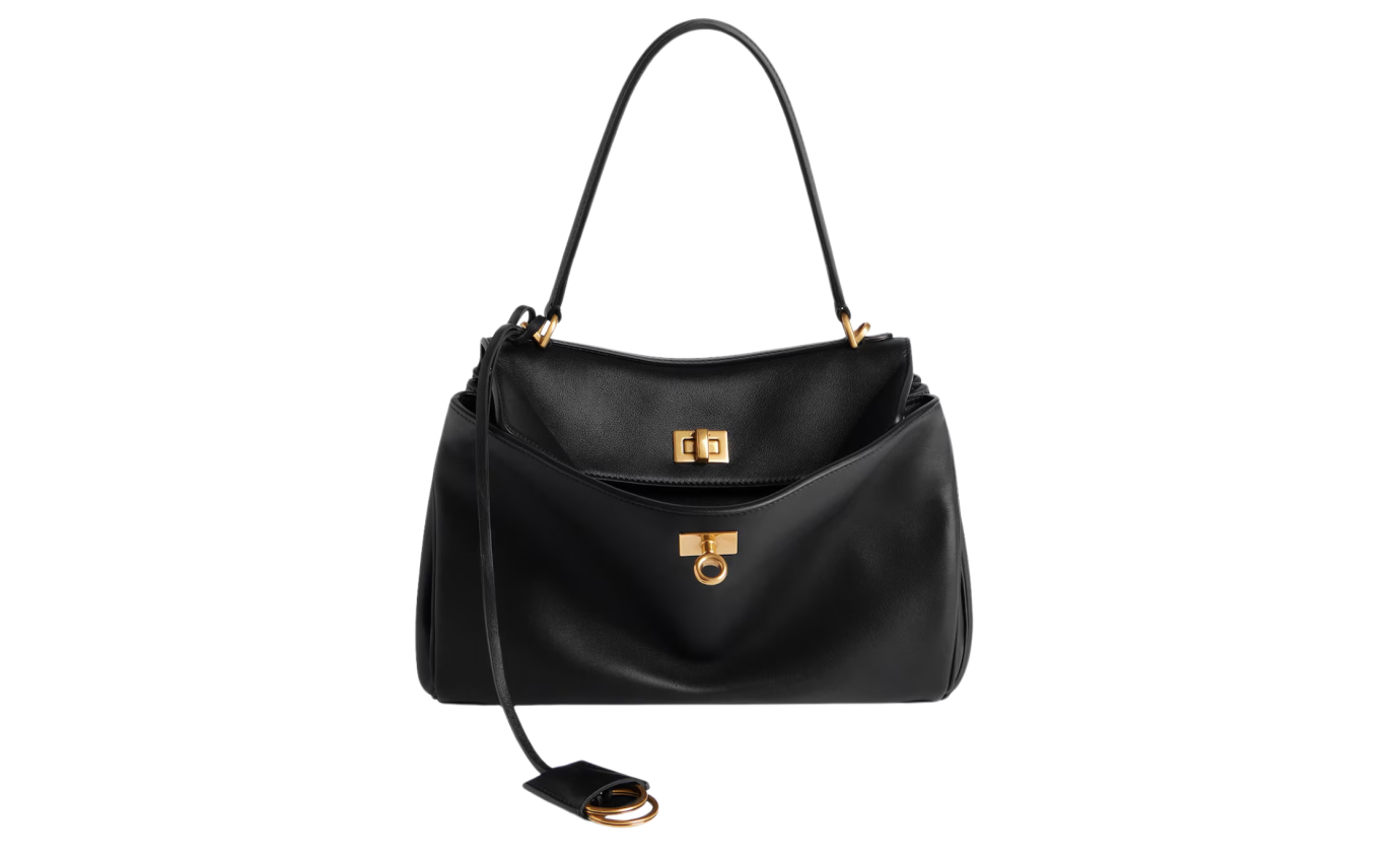 Visuel 2 : Collection Balenciaga Bordeaux | Sac Rodeo small en cuir noir|  Sac de Luxe Parenthese Bordeaux