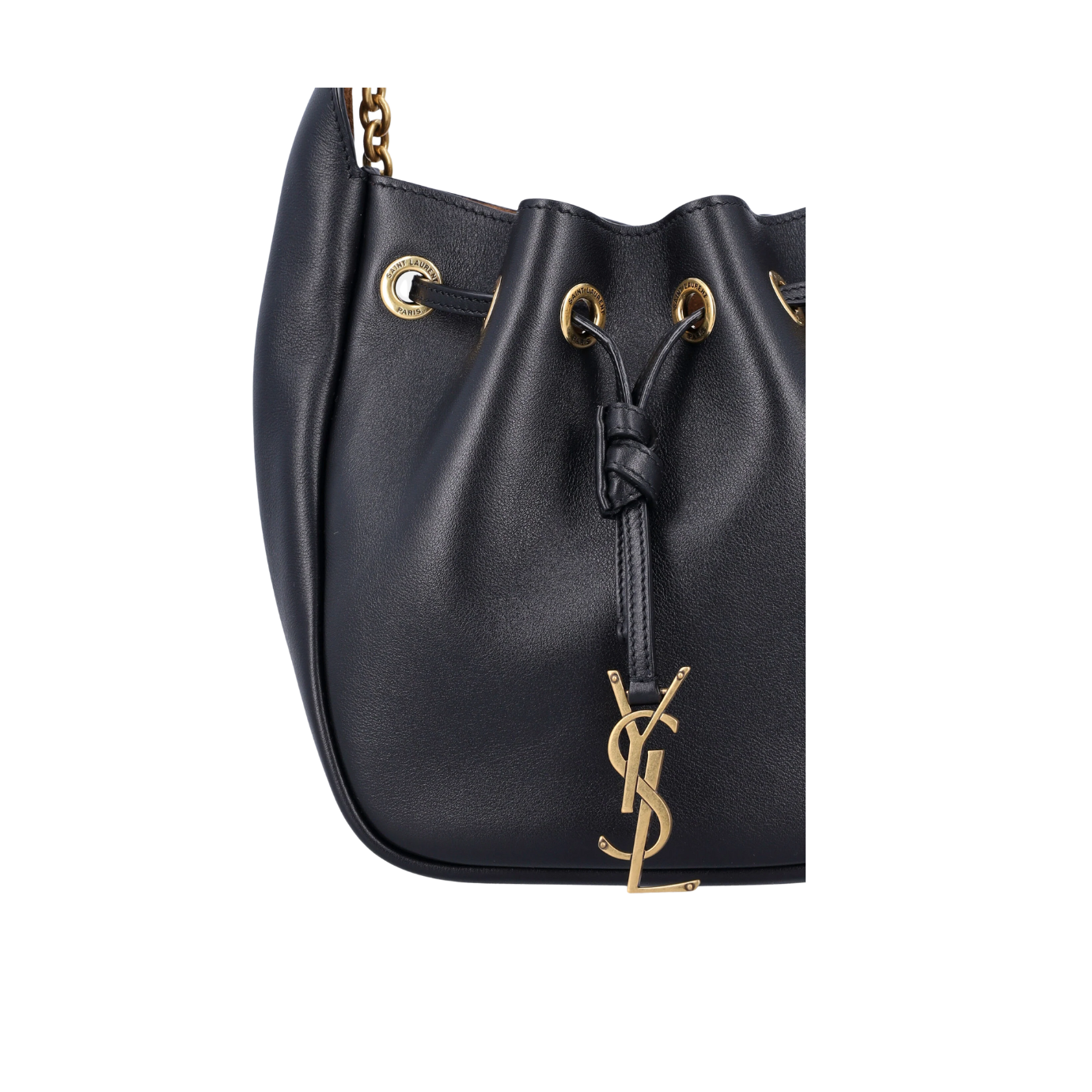 Visuel 4 : Collection Saint Laurent Bordeaux | Sac Supple Bucket en cuir noir| Parenthese Bordeaux