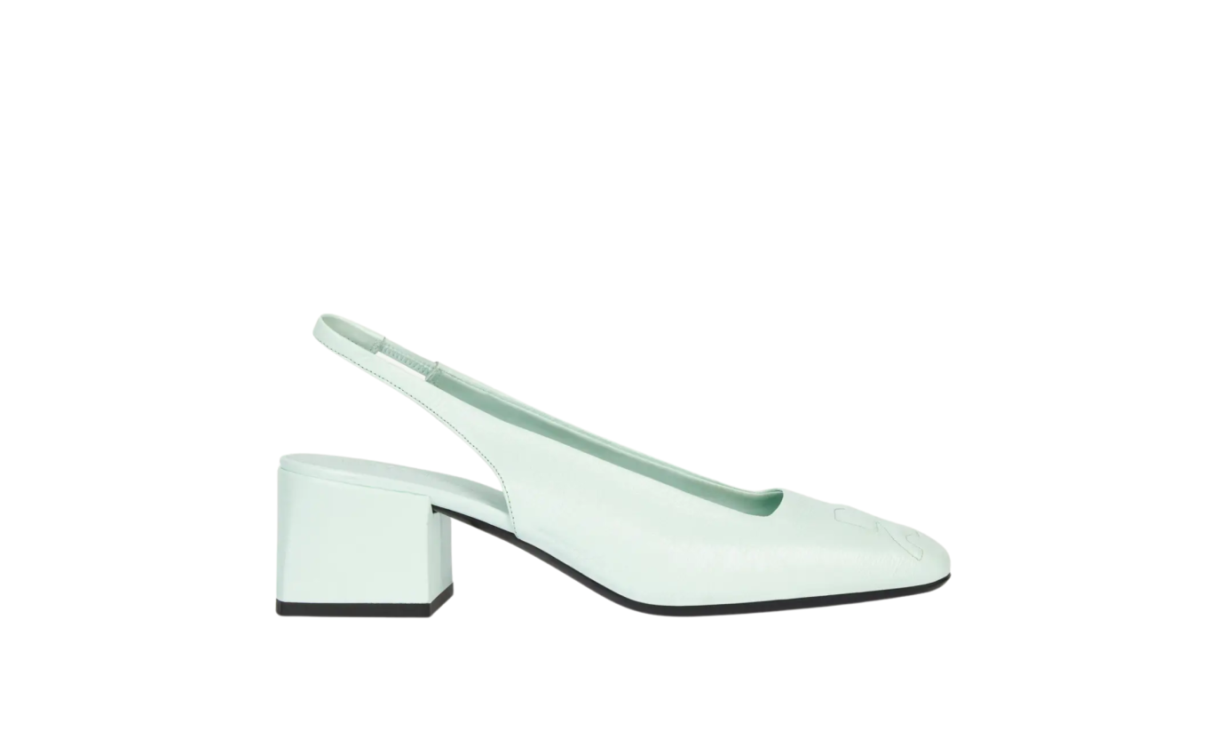 Visuel 1 : Collection Courrèges Bordeaux | Slingback heritage vinyle vert menthe| Boutique Parenthese