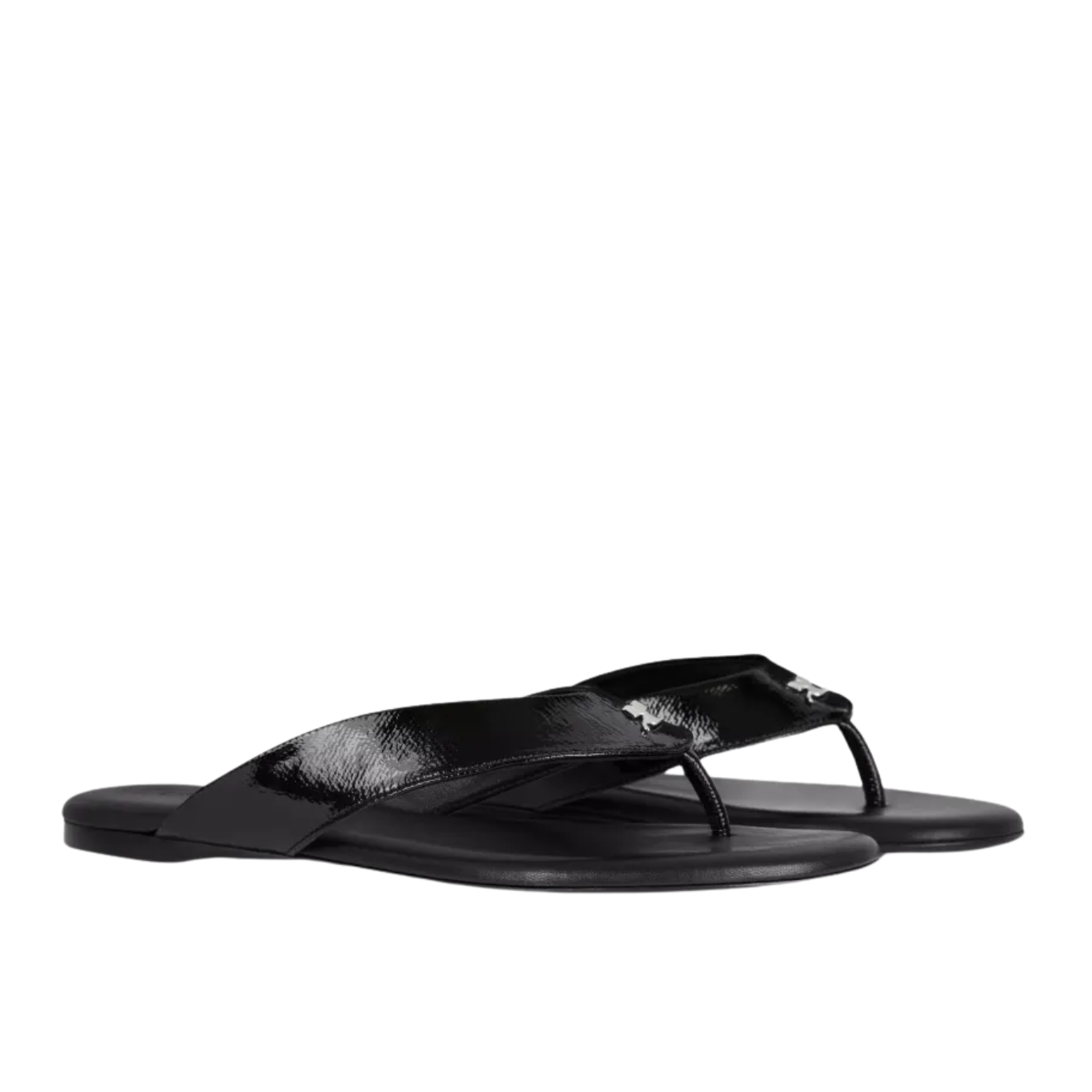 Visuel 2 : Collection Courreges Bordeaux | Tong en vinyle noir| Chaussures de Luxe Parenthese Bordeaux