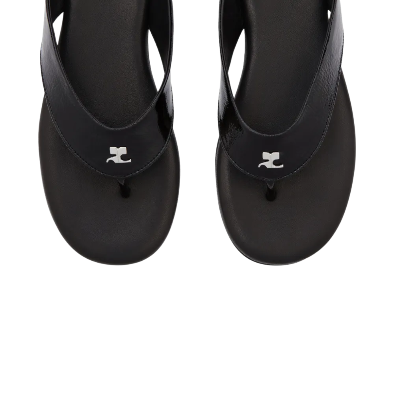 Visuel 4 : Collection Courreges Bordeaux | Tong en vinyle noir| Chaussures de Luxe Parenthese Bordeaux