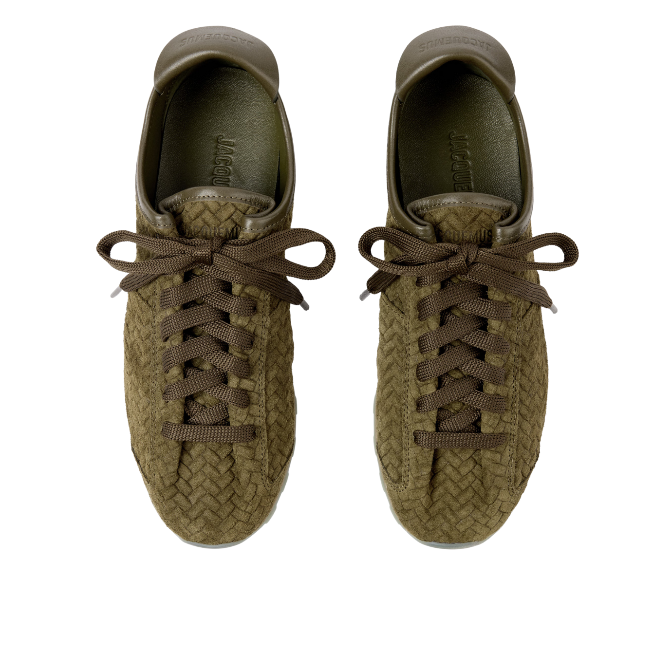 Visuel 3 : Collection Jacquemus Bordeaux | Sneakers les Tennis en daim khaki effet tressé| Parenthese Bordeaux