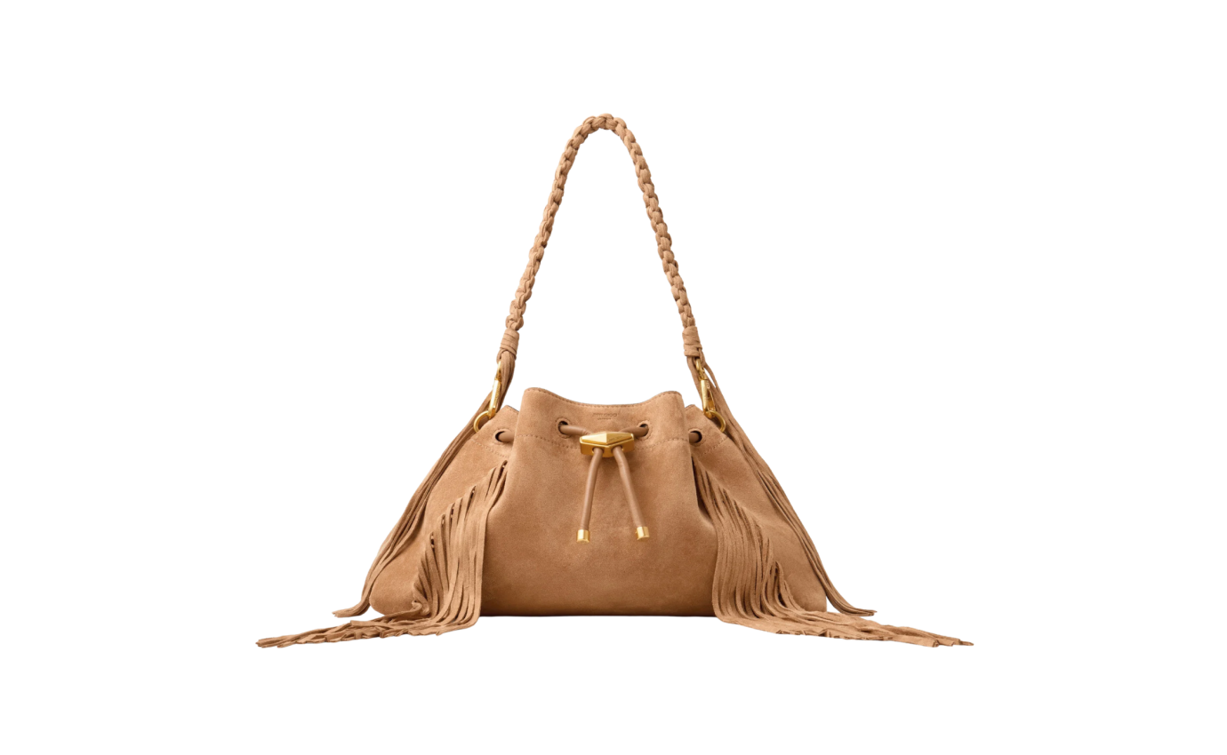 Visuel 1 : Jimmy Choo | Sac Cinch Medium en daim toffee| Boutique Parenthese