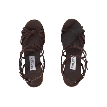 Visuel 3 : Jimmy Choo | Sandale Nyra 100 en cuir marron| Boutique Parenthese