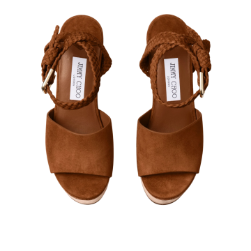 Visuel 4 : Jimmy Choo | Sandale Jori 100 en daim marron| Boutique Parenthese