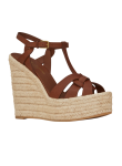 Visuel 2 : Collection Saint Laurent | Sandale compensée en cuir marron | Boutique de chaussures de Luxe Parenthese Bordeaux