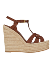 Visuel 1 : Collection Saint Laurent | Sandale compensée en cuir marron | Boutique de chaussures de Luxe Parenthese Bordeaux