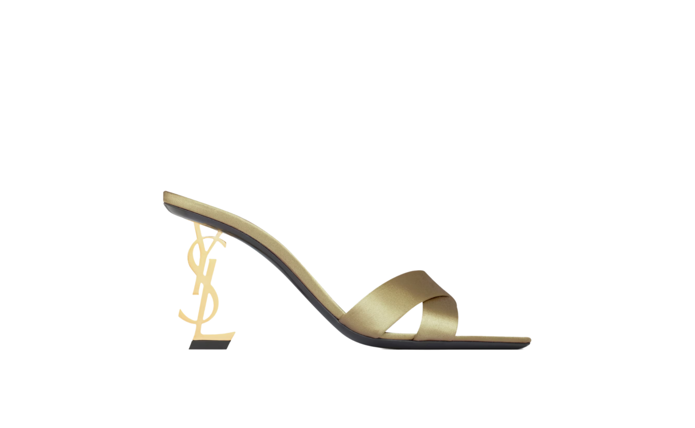 Visuel 1 : Collection Saint Laurent Bordeaux | Mule opyum 85 satin beige| Boutique Parenthese