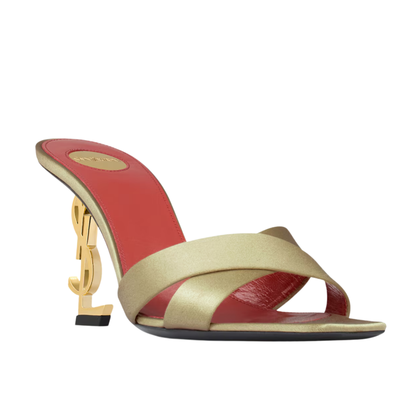 Visuel 2 : Collection Saint Laurent Bordeaux | Mule opyum 85 satin beige| Boutique Parenthese