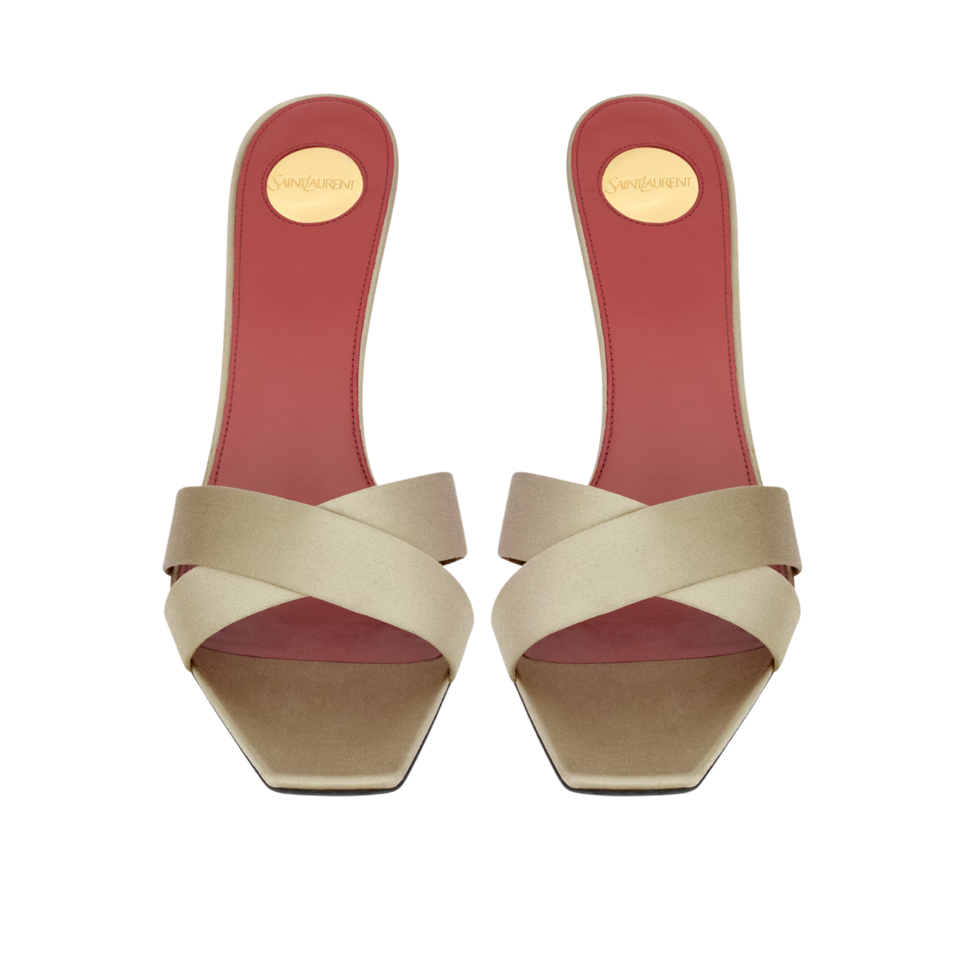 Visuel 3 : Collection Saint Laurent Bordeaux | Mule opyum 85 satin beige| Boutique Parenthese