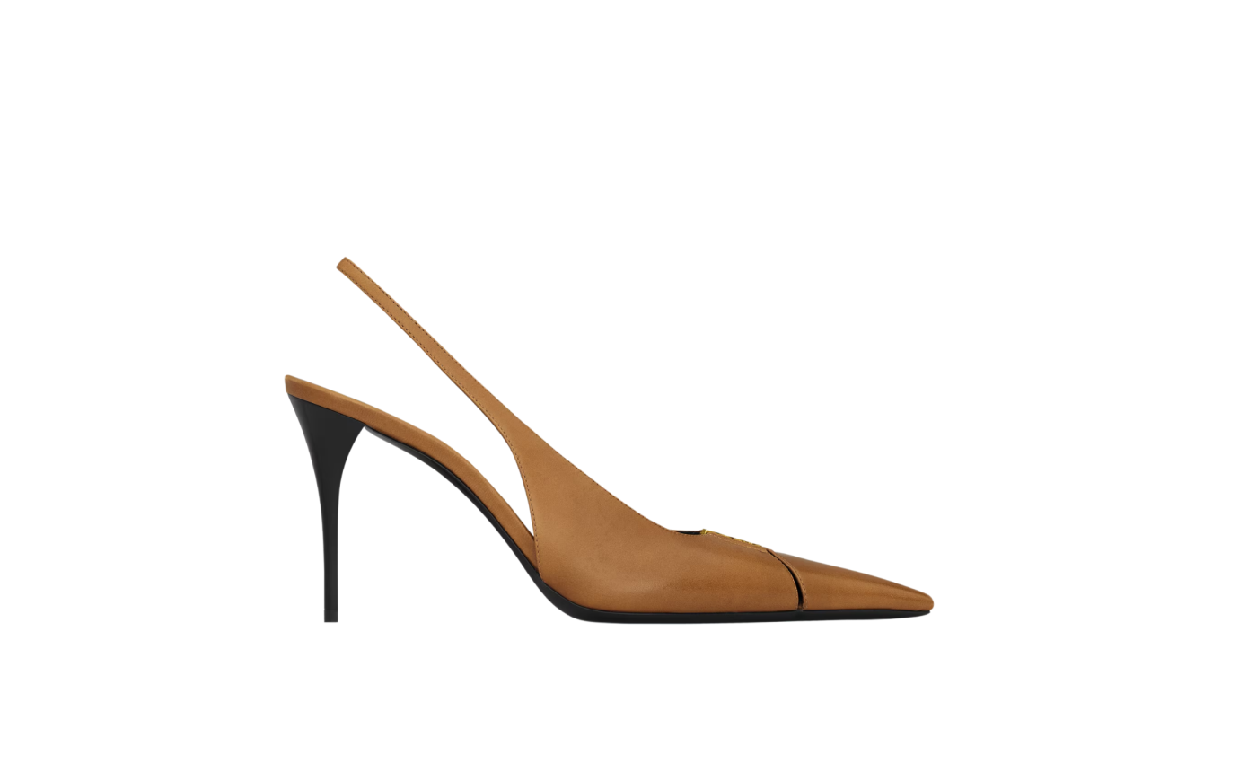 Visuel 1 : Collection Saint Laurent Bordeaux | Escarpin Babylone 90 cuir macadamia| Boutique Parenthese