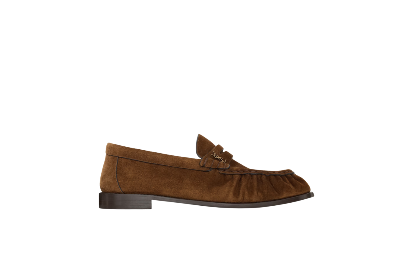 Visuel 1 : Collection Saint Laurent Bordeaux | Mocassin en suède marron| Boutique Parenthese