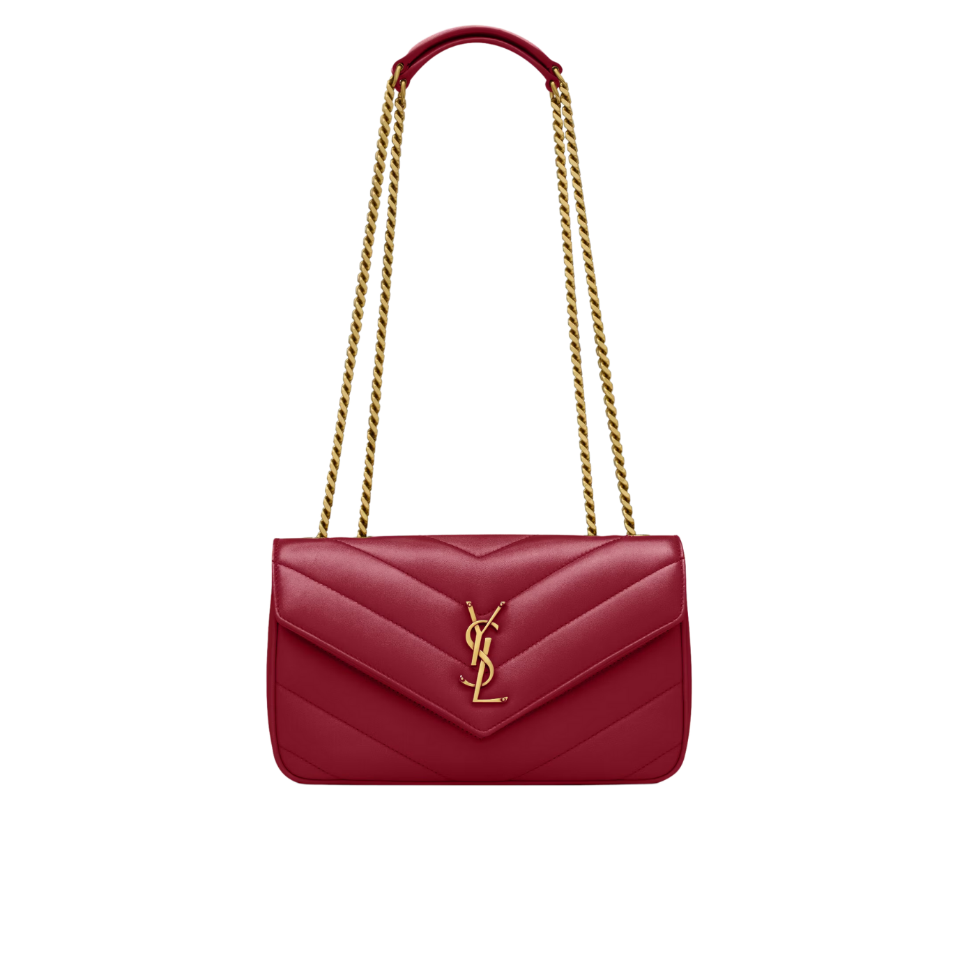 Visuel 2 : Saint Laurent Sac | Loulou small en cuir rouge et or | Boutique Parenthese Bordeaux