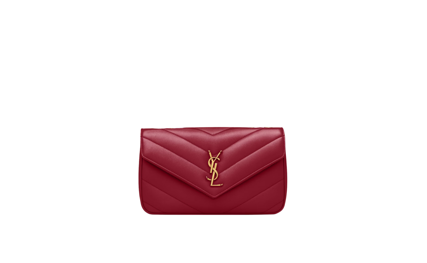 Visuel 1 : Saint Laurent Sac | Loulou small en cuir rouge et or | Boutique Parenthese Bordeaux