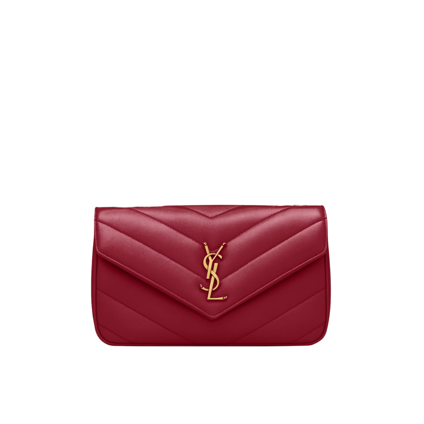 Visuel 1 : Saint Laurent Sac | Loulou small en cuir rouge et or | Boutique Parenthese Bordeaux