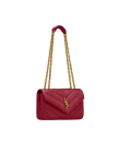 Visuel 3 : Saint Laurent Sac | Loulou small en cuir rouge et or | Boutique Parenthese Bordeaux