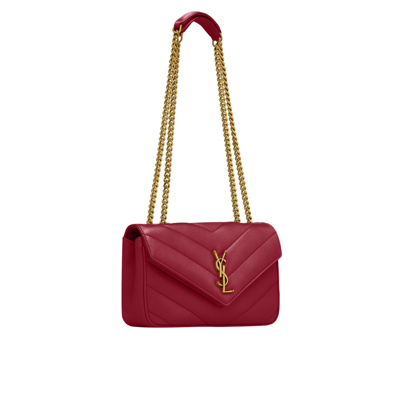 Visuel 3 : Saint Laurent Sac | Loulou small en cuir rouge et or | Boutique Parenthese Bordeaux