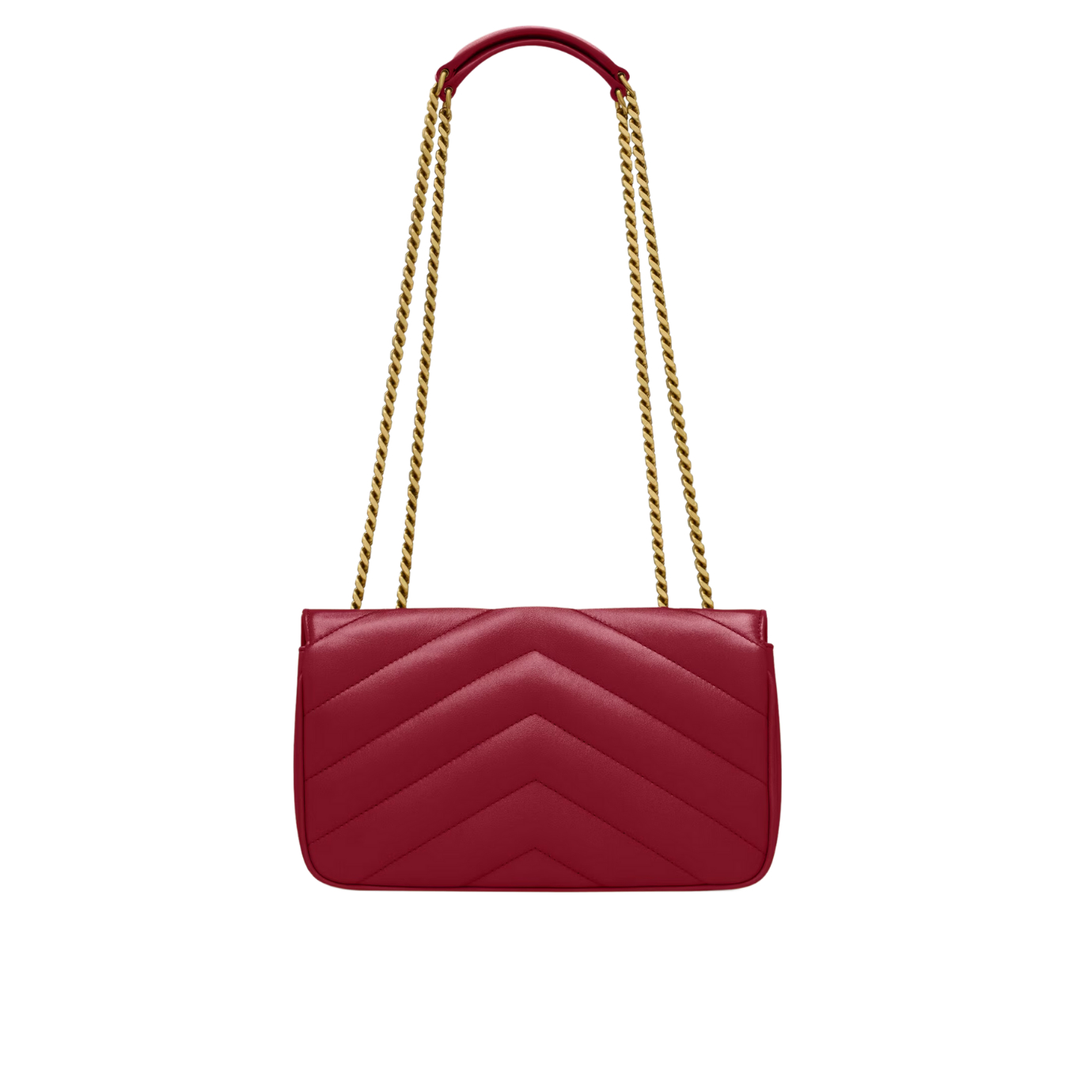 Visuel 4 : Saint Laurent Sac | Loulou small en cuir rouge et or | Boutique Parenthese Bordeaux