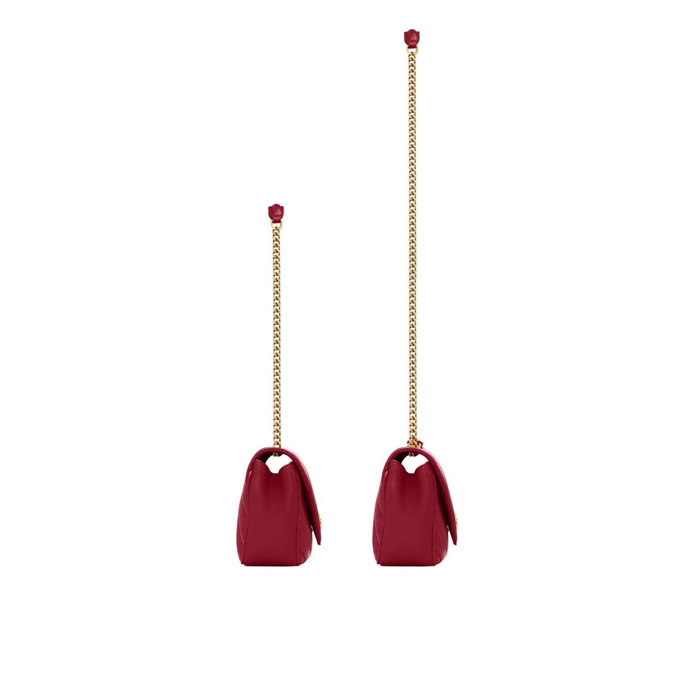 Visuel 5 : Saint Laurent Sac | Loulou small en cuir rouge et or | Boutique Parenthese Bordeaux