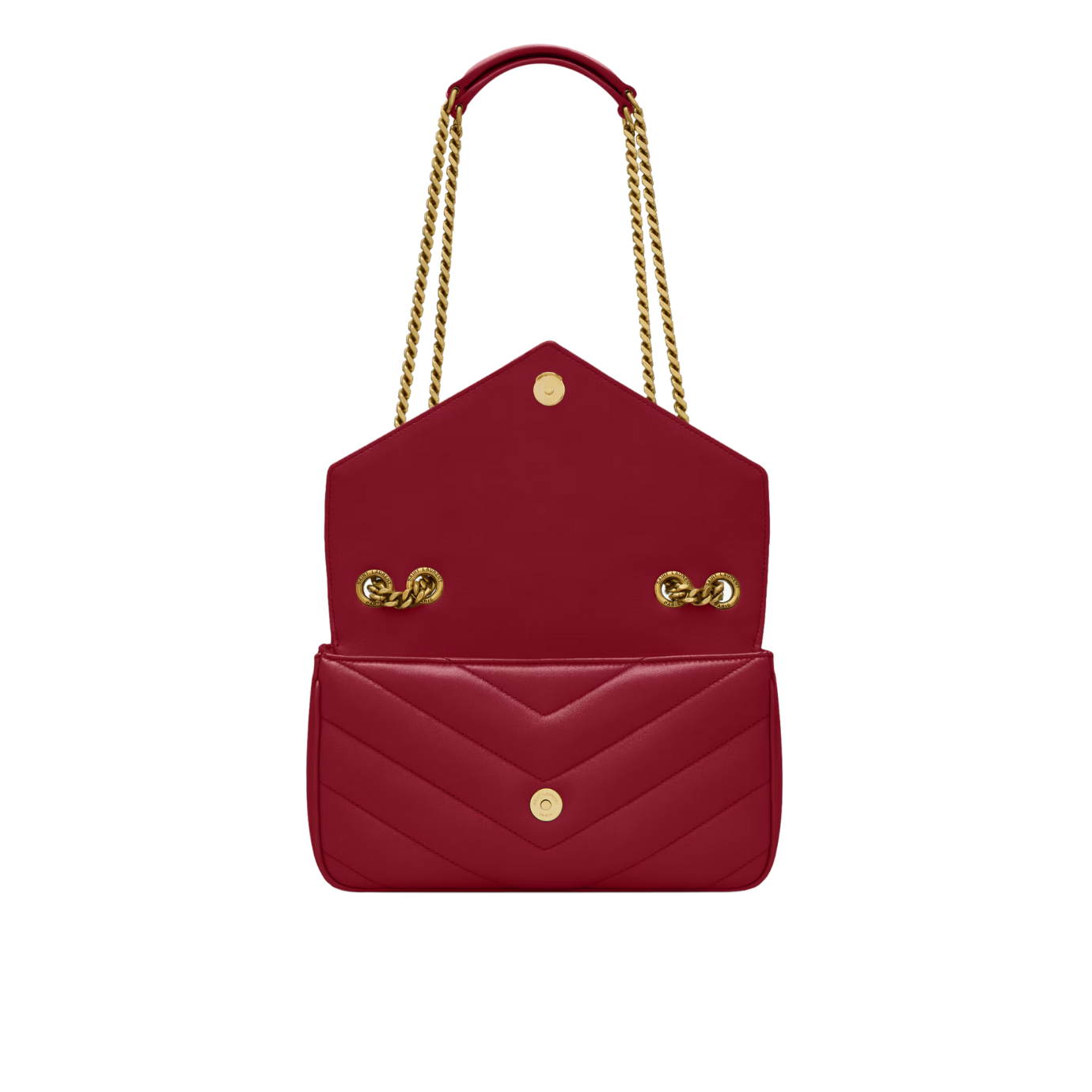Visuel 6 : Saint Laurent Sac | Loulou small en cuir rouge et or | Boutique Parenthese Bordeaux