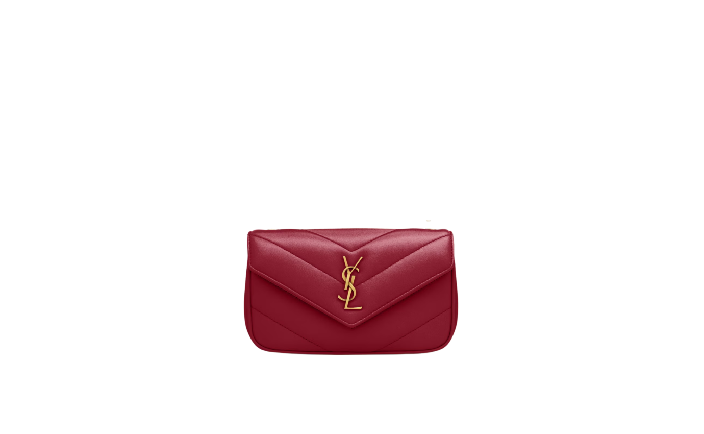 Visuel 1 : Saint Laurent Sac | Loulou mini en cuir rouge et or | Boutique Parenthese Bordeaux