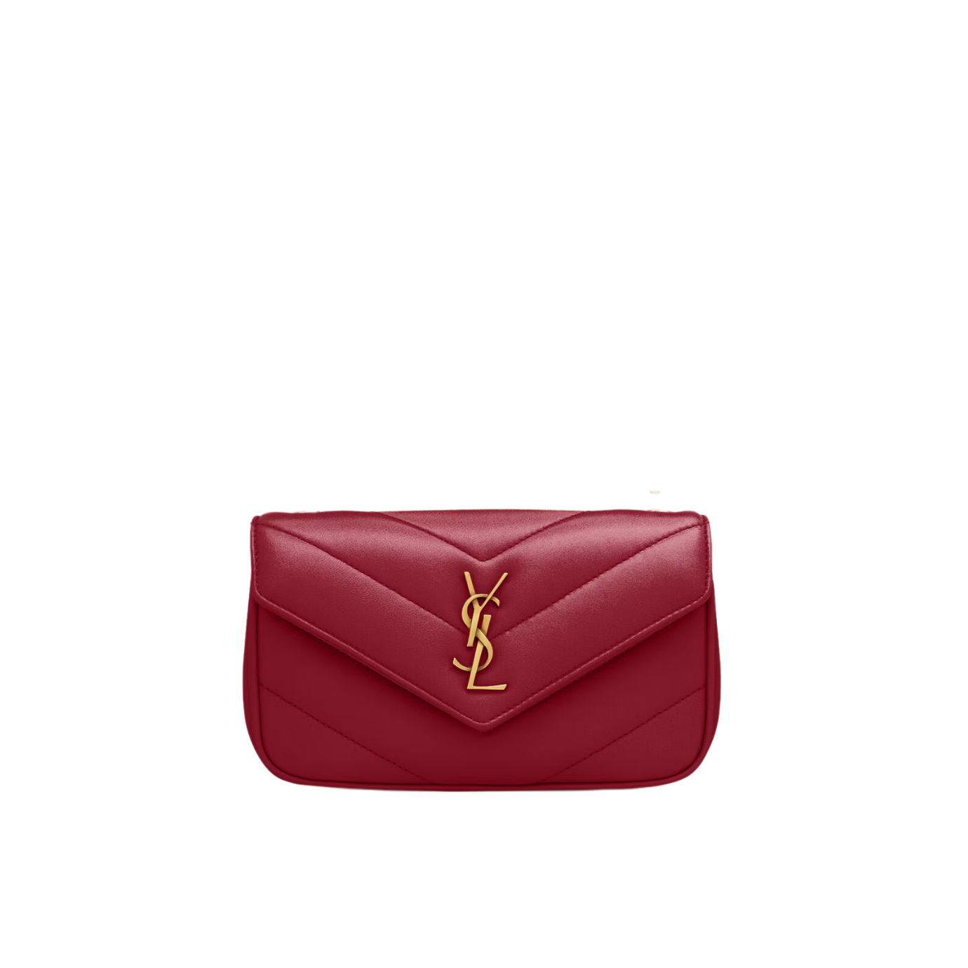 Visuel 1 : Saint Laurent Sac | Loulou mini en cuir rouge et or | Boutique Parenthese Bordeaux
