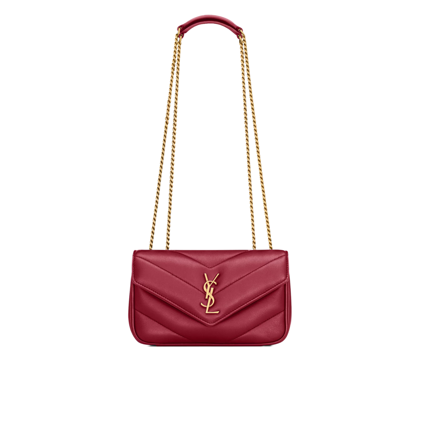Visuel 2 : Saint Laurent Sac | Loulou mini en cuir rouge et or | Boutique Parenthese Bordeaux