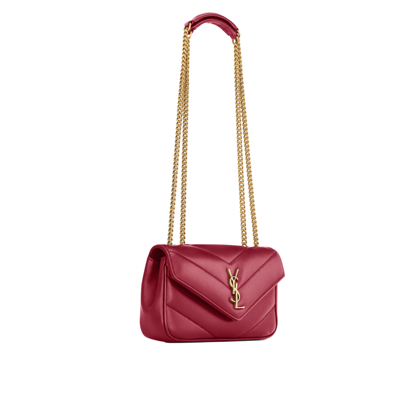 Visuel 3 : Saint Laurent Sac | Loulou mini en cuir rouge et or | Boutique Parenthese Bordeaux