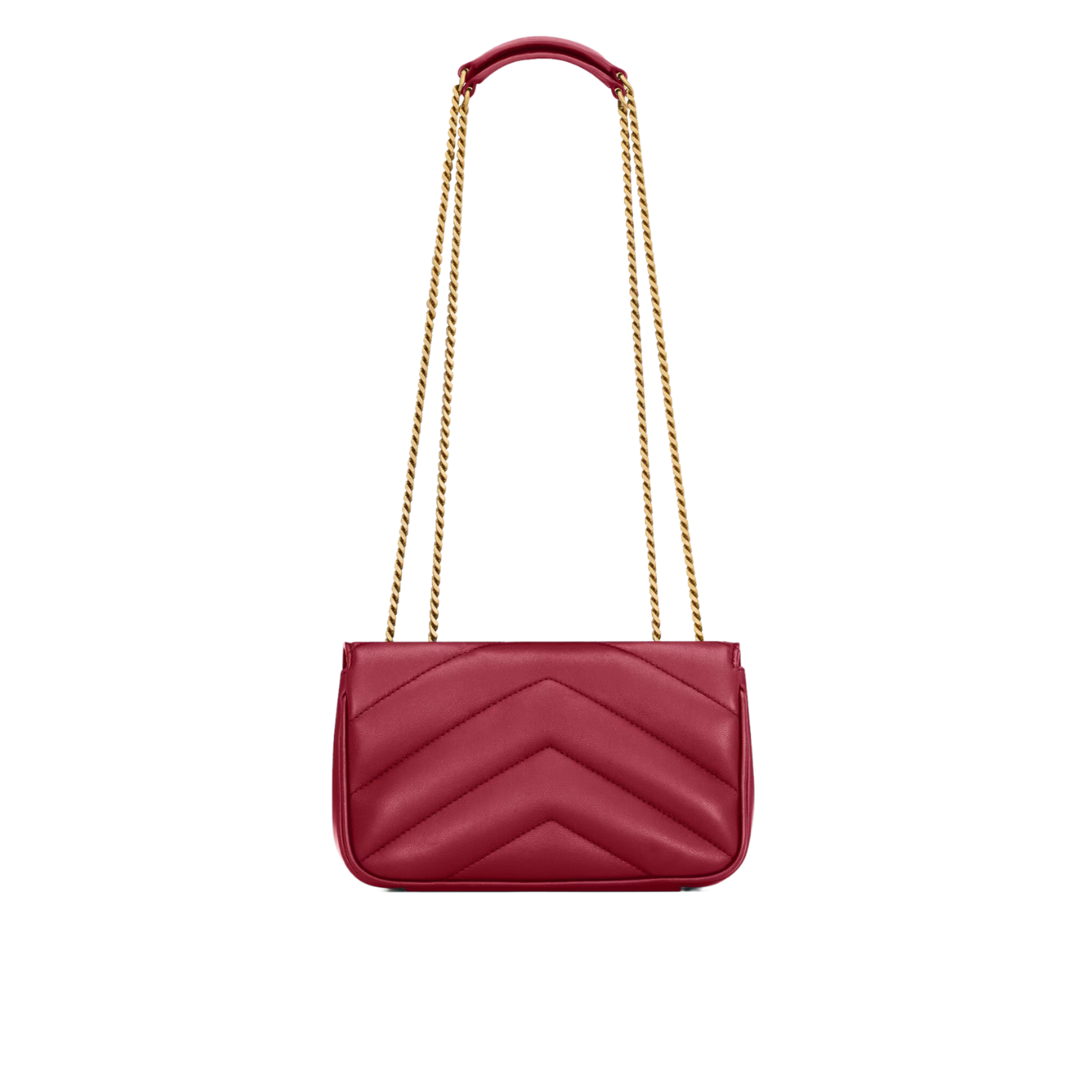 Visuel 4 : Saint Laurent Sac | Loulou mini en cuir rouge et or | Boutique Parenthese Bordeaux