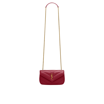 Visuel 5 : Saint Laurent Sac | Loulou mini en cuir rouge et or | Boutique Parenthese Bordeaux