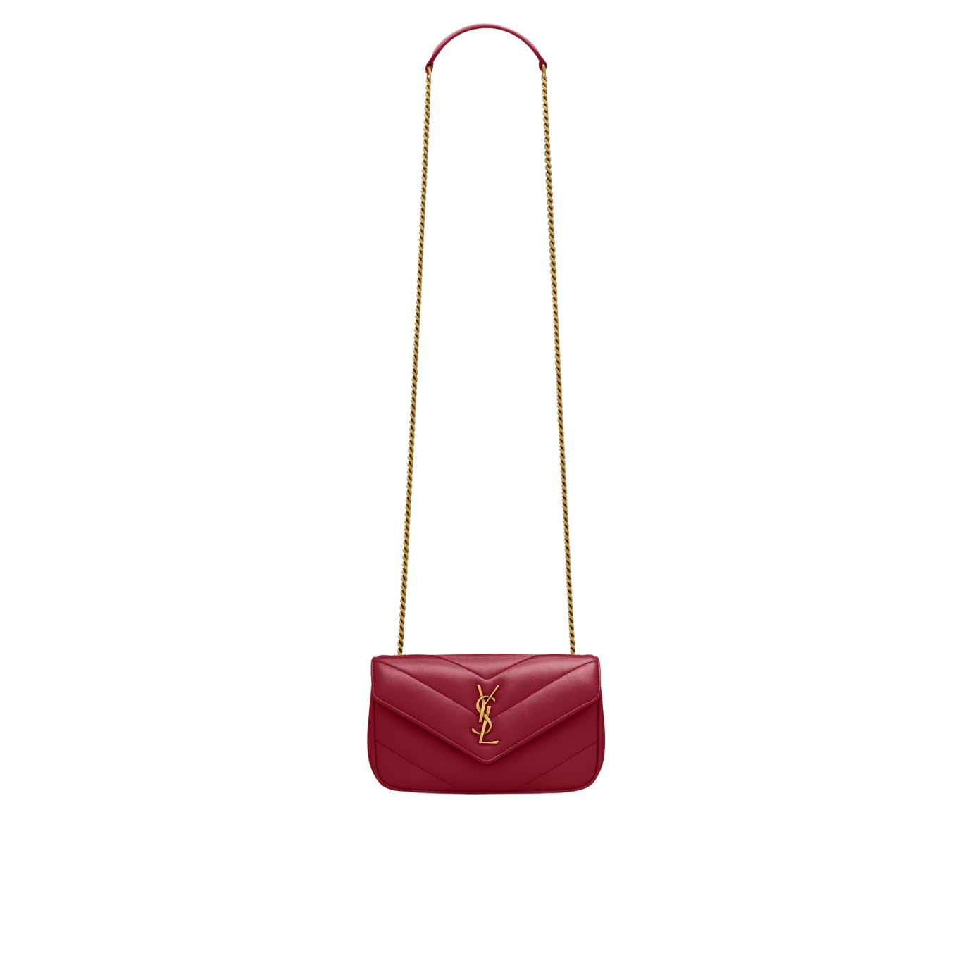 Visuel 5 : Saint Laurent Sac | Loulou mini en cuir rouge et or | Boutique Parenthese Bordeaux