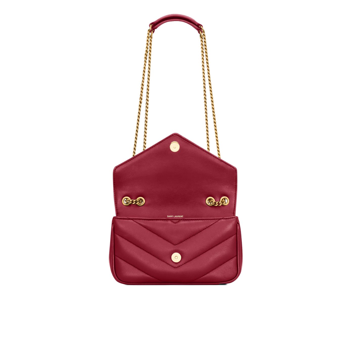 Visuel 7 : Saint Laurent Sac | Loulou mini en cuir rouge et or | Boutique Parenthese Bordeaux
