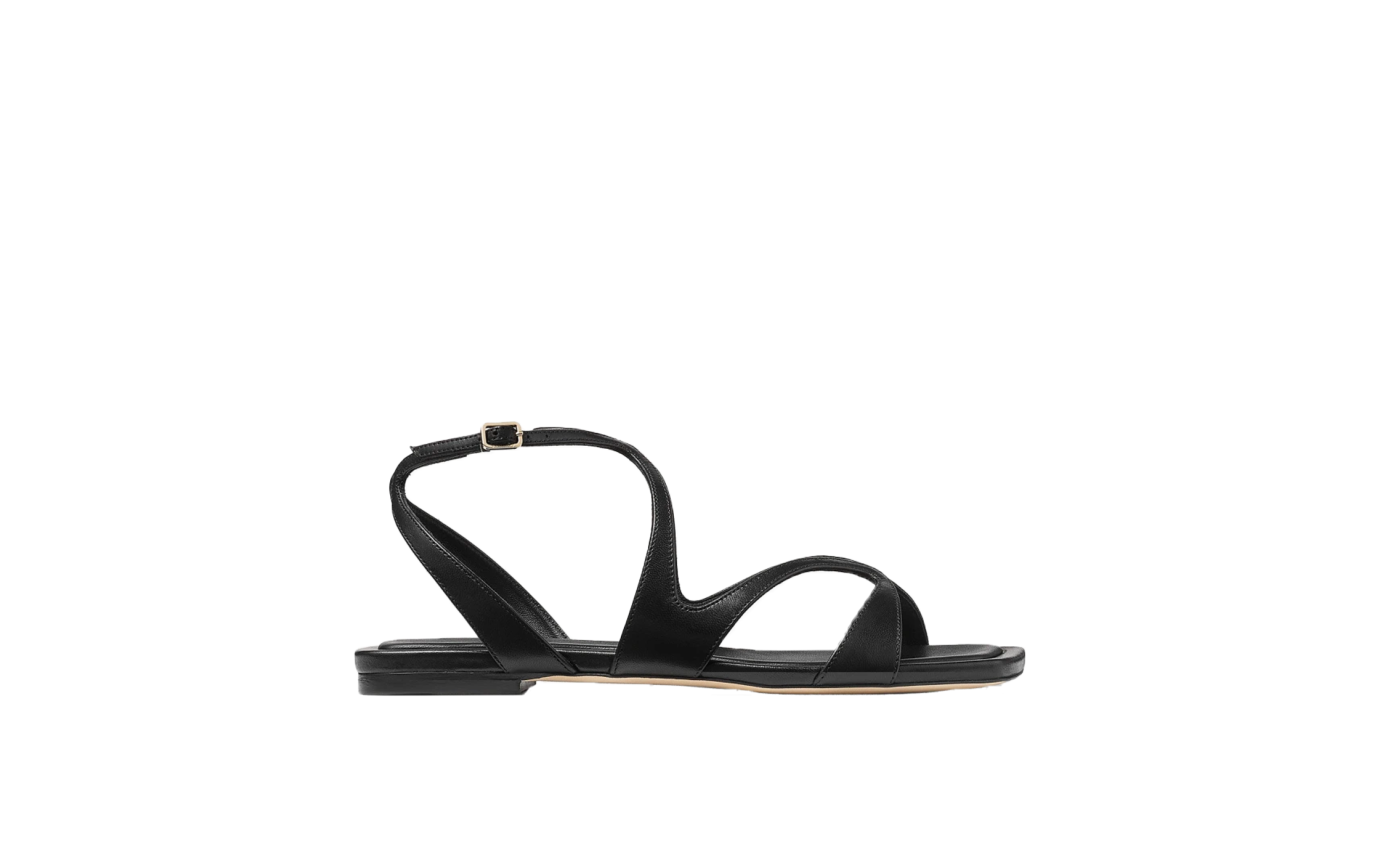 Visuel 1 : Jimmy Choo | Sandale Ayla flat en cuir noir | Boutique Parenthese Bordeaux