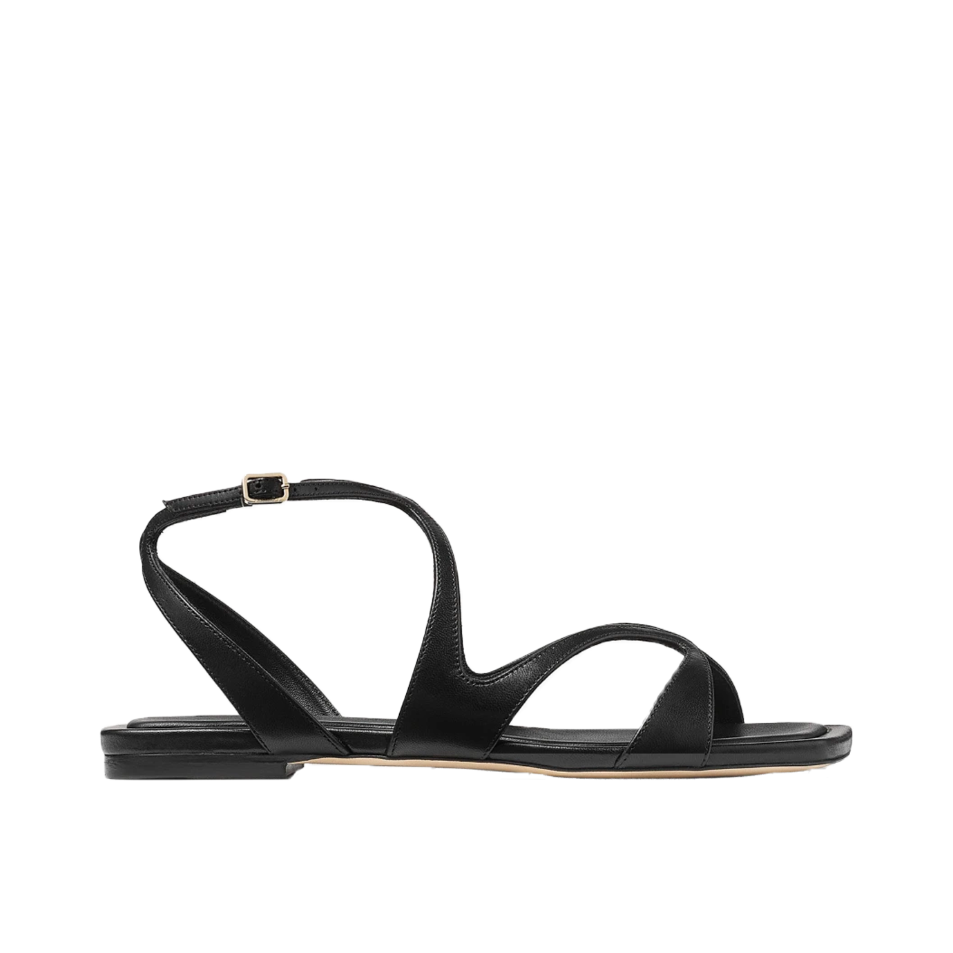 Visuel 1 : Jimmy Choo | Sandale Ayla flat en cuir noir | Boutique Parenthese Bordeaux