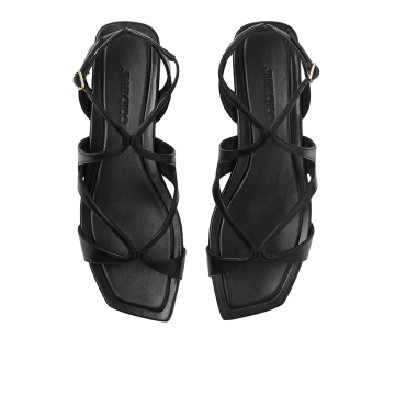 Visuel 4 : Jimmy Choo | Sandale Ayla flat en cuir noir | Boutique Parenthese Bordeaux