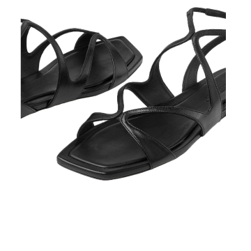 Visuel 3 : Jimmy Choo | Sandale Ayla flat en cuir noir | Boutique Parenthese Bordeaux