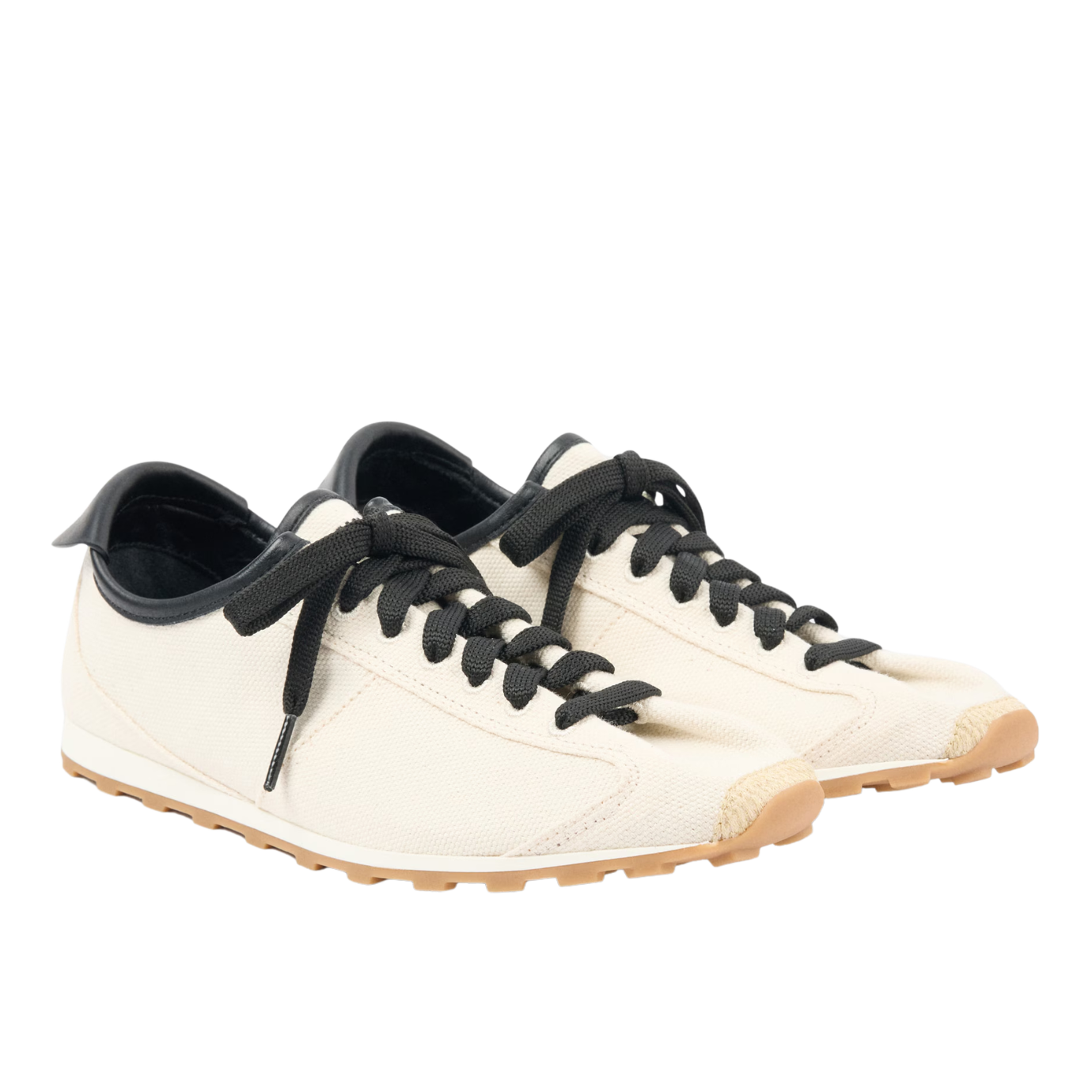 Visuel 2 : Collection Jacquemus Bordeaux | Sneakers les Tennis en toile beige et cuir noir| Parenthese Bordeaux