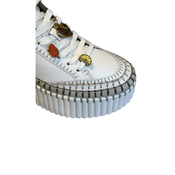 Visuel 5 : Collection Chloé Bordeaux | Sneakers Nama compensée kaki et bleu | Boutique de chaussures de Luxe Parenthese Bordeaux